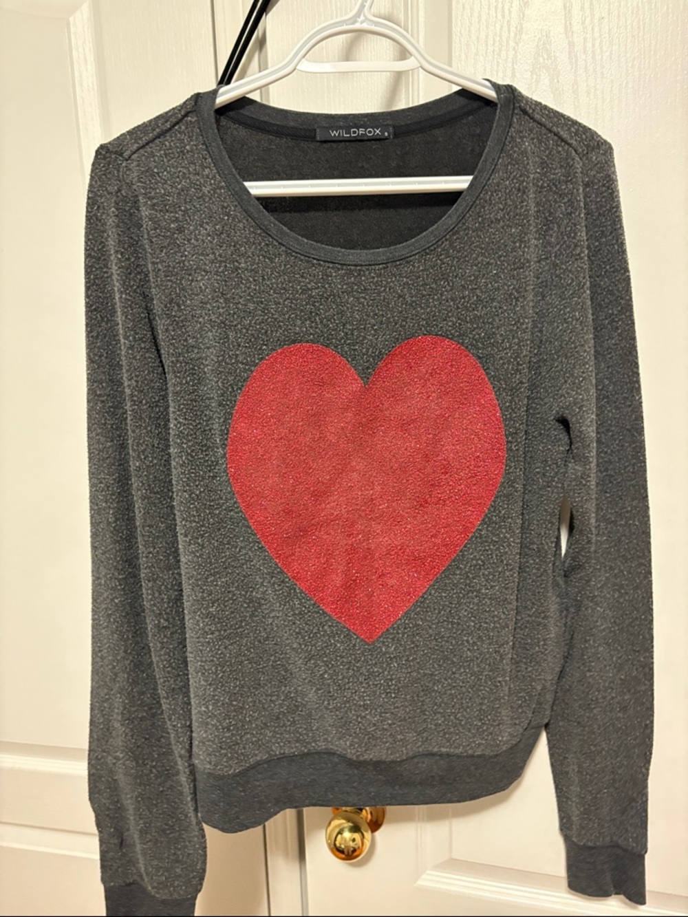 Wildfox Charcoal Sweatshirt with Red Heart Graphic